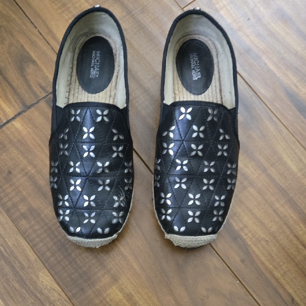 Michael Kors Black Quilted Floral Slip-Ons